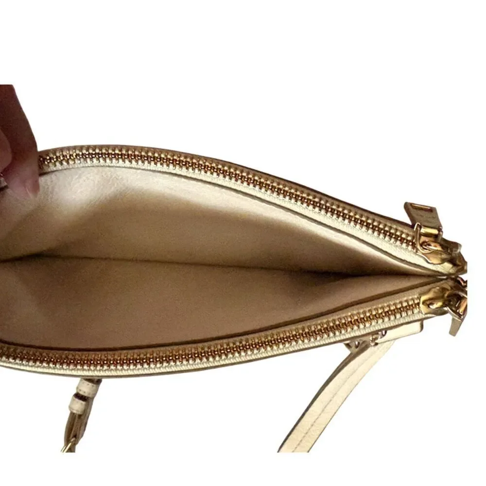 Coach Ivory Pebble Grain Leather Small Crossbody Clutch